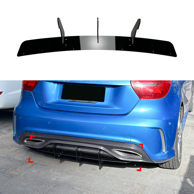 AMP-Z المصد الخلفي Diffuser Diffuser Valance Lip لـ Mercedes Benz A Class W176 FaceLift AMG Line 2016-2018