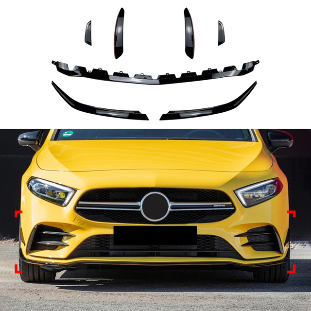 AMP-Z Front Pumper Fins Canards for Mercedes Benz A Class W177 Hatchback/Sedan 2018+