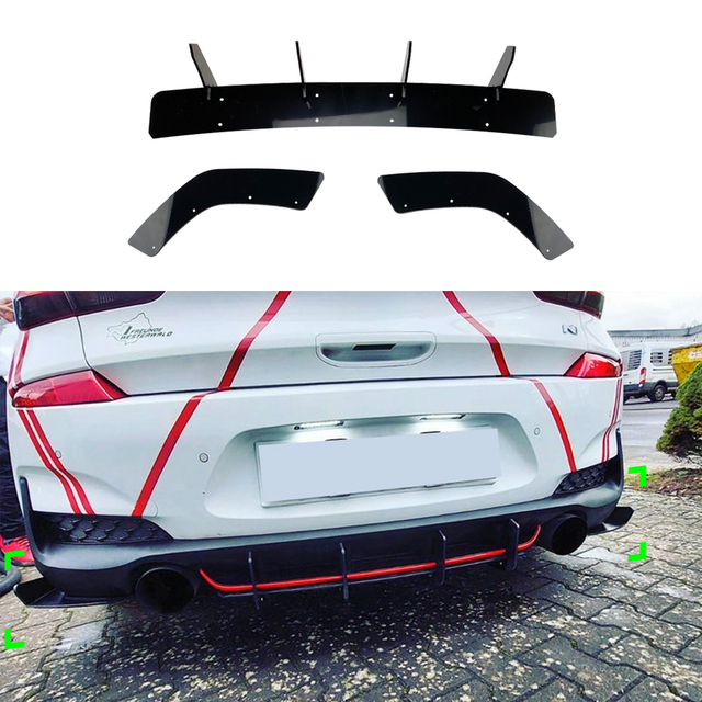 AMP-Z المصد الخلفي Diffuser Valance Lip لـ Hyundai I30N Pre-Facelift 2017-2019